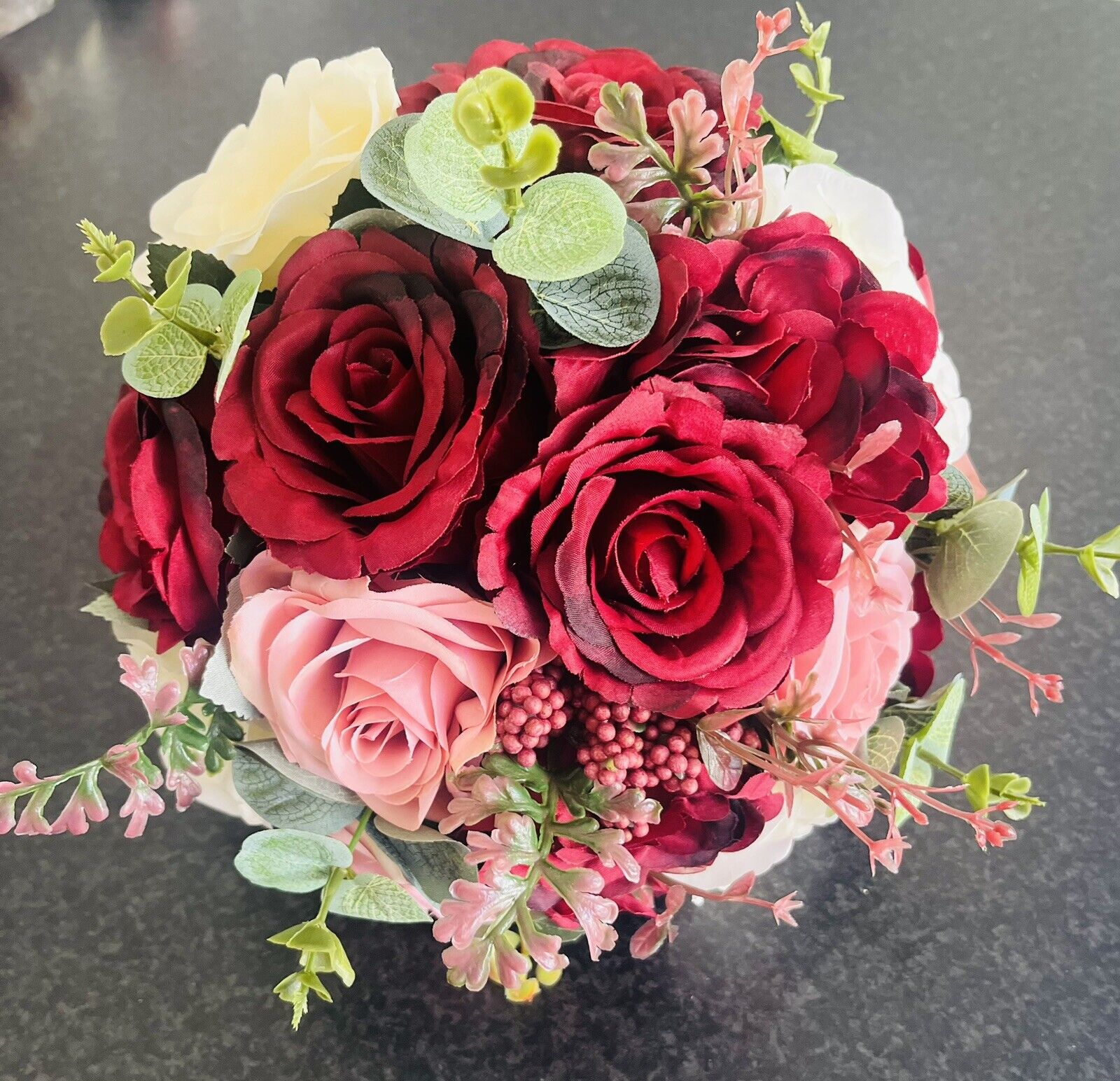 Wedding Bouquets Bundle -Artificial Flowers - Ivory, Dusty Pink, Burgundy