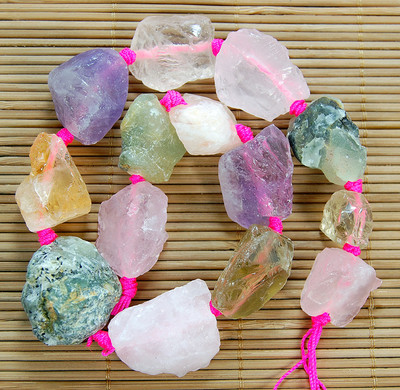 14x17-23x31mm Natural Yellow Crystal Pink Crystal Prehnite Amethyst Mix 15.5''