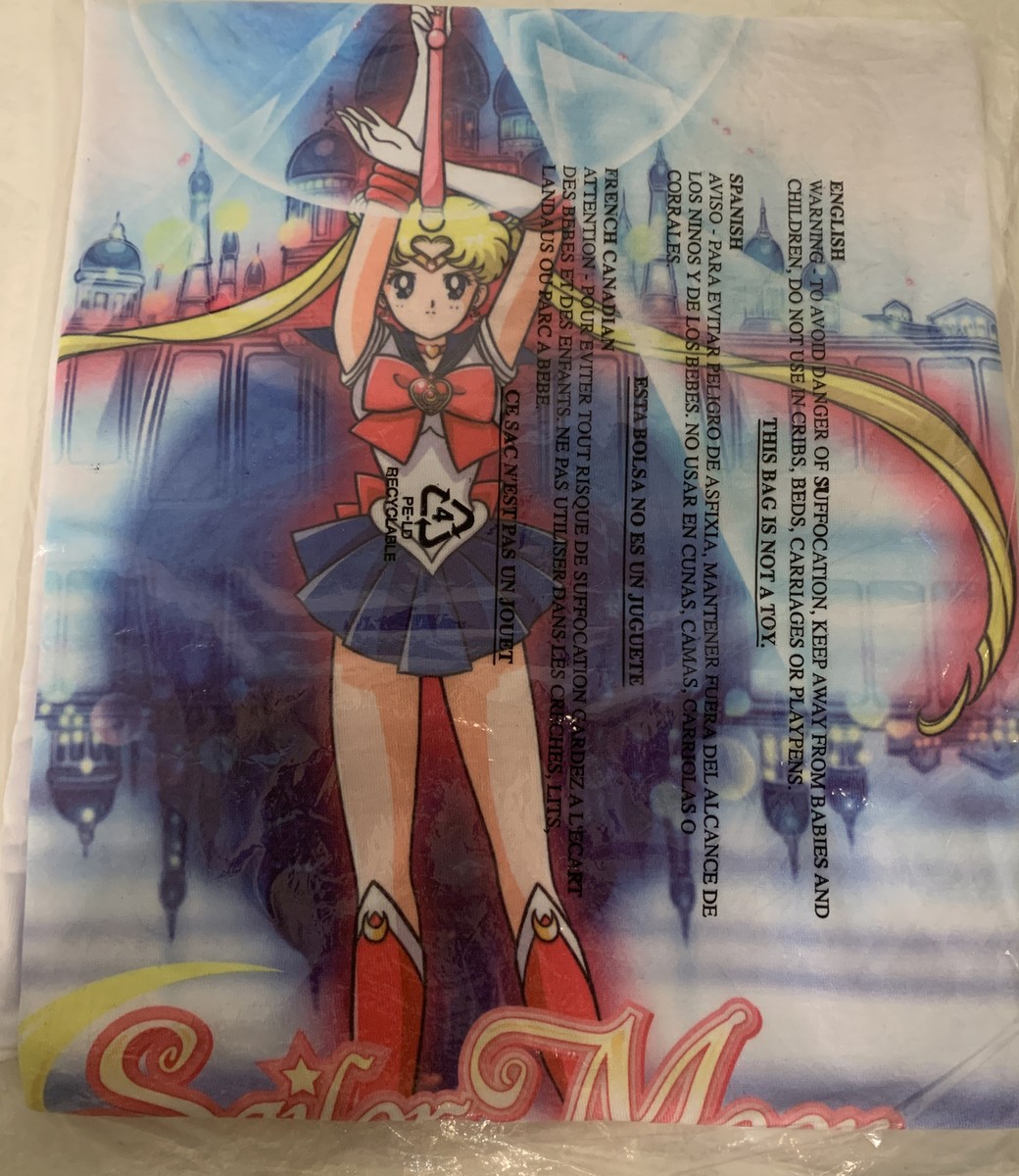 Sailor Moon Women's M Shirt Sleeve Cartoon Anime White Graphic T