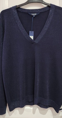 BNWT Maine New England Sparkle Navy V-Neck Jumper UK 12 - Picture 9 of 16