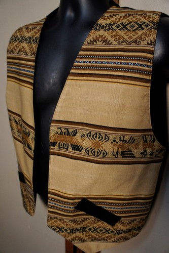 NEW Vintage Inca Imports Aztec Tribal Southwestern Western Peru Vest o5