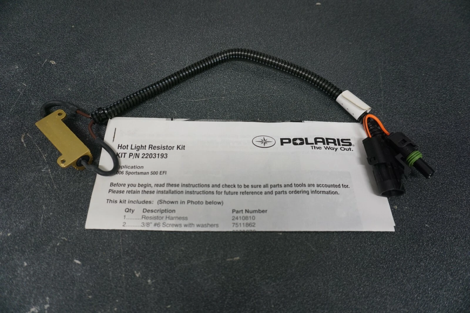 NOS 2006 Polaris OEM Hot Light Harness Resistor Kit Sportsman 500 EFI 4X4 6X6