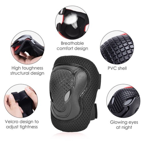 Set of 6 Adult Wrist Elbow Knee Pads Skateboard Roller Skate Protective Gear Kit - Picture 10 of 14
