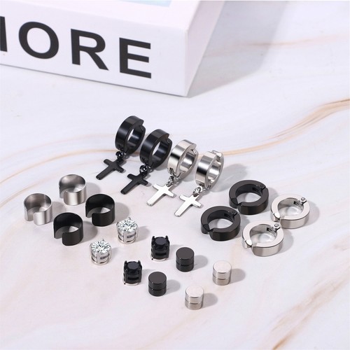 10 Pair Men Women Stainless Steel Magnetic Stud Earrings Non Piercing Clip on US - Picture 7 of 8