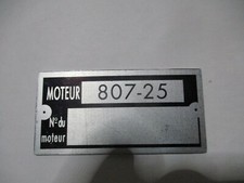 Typenschild Renault Motor-Schild ID plate 807-25 Gordini Alpine 110 s97 Oldtimer