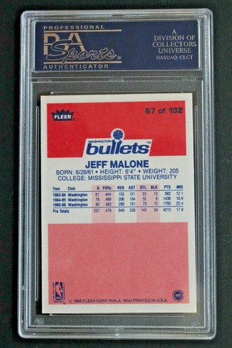 Jeff Malone Signed 1986 Fleer #67 Autographed Basketball Card PSA Authentic - Picture 2 of 3