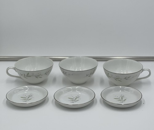 3 St. Regis 101 Floral Fine China Japan Tea/ Coffee Cups w saucers Silver Rims - Picture 7 of 11