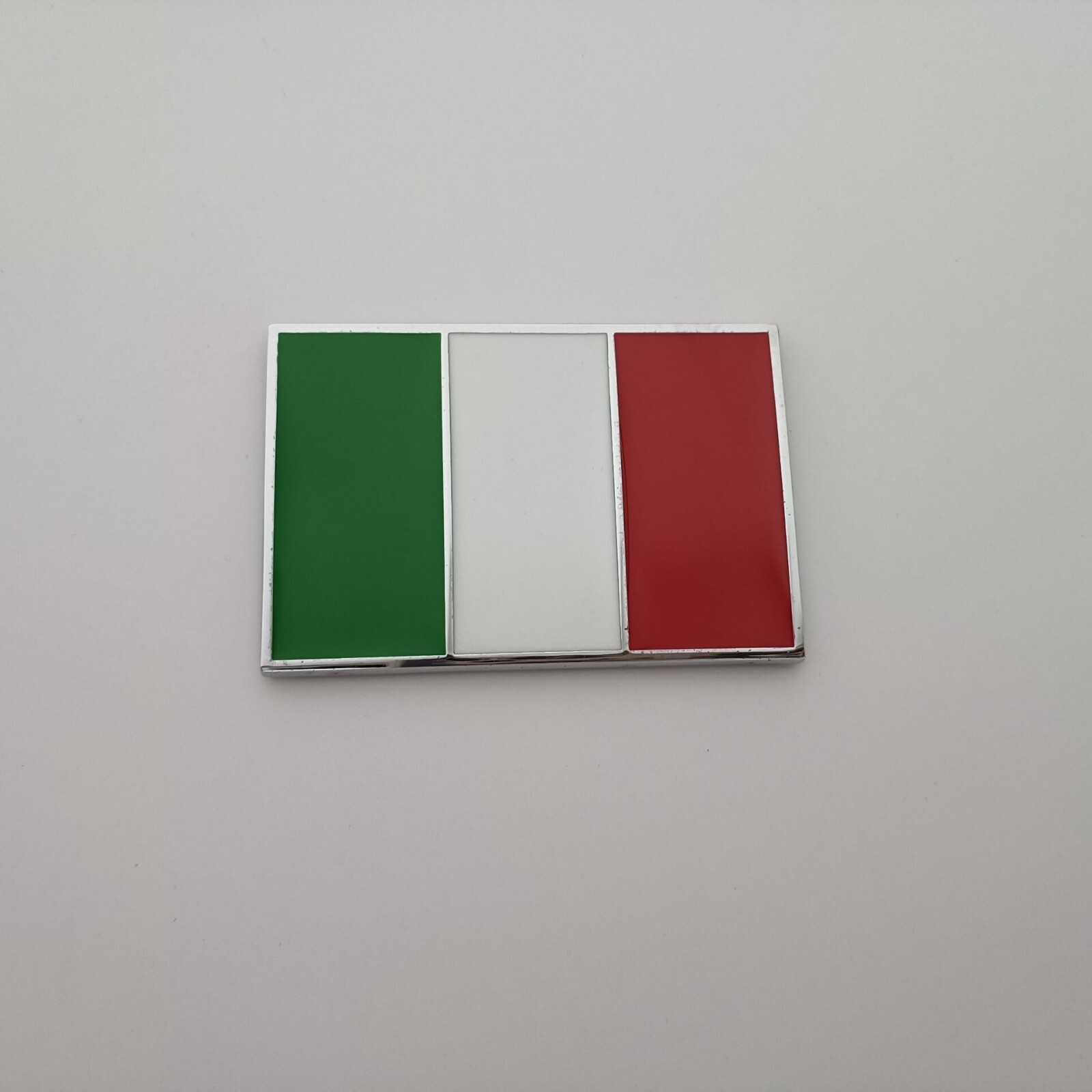 Italian Flag Badge Chrome Silver Emblem 7.1*4.8