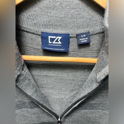 Cutter & Buck Sweater Mens L 50% Wool 50% Acrylic Qtr Zip *HARDY Ribbed - Picture 7 of 10