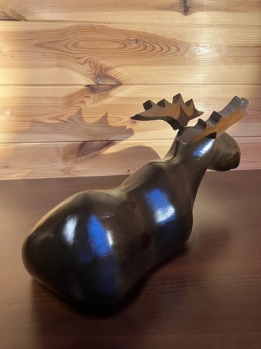 Hand Carved Wooden Moose Sculpture by Yoma LeBel Canadian Ebenisterie - Picture 7 of 11
