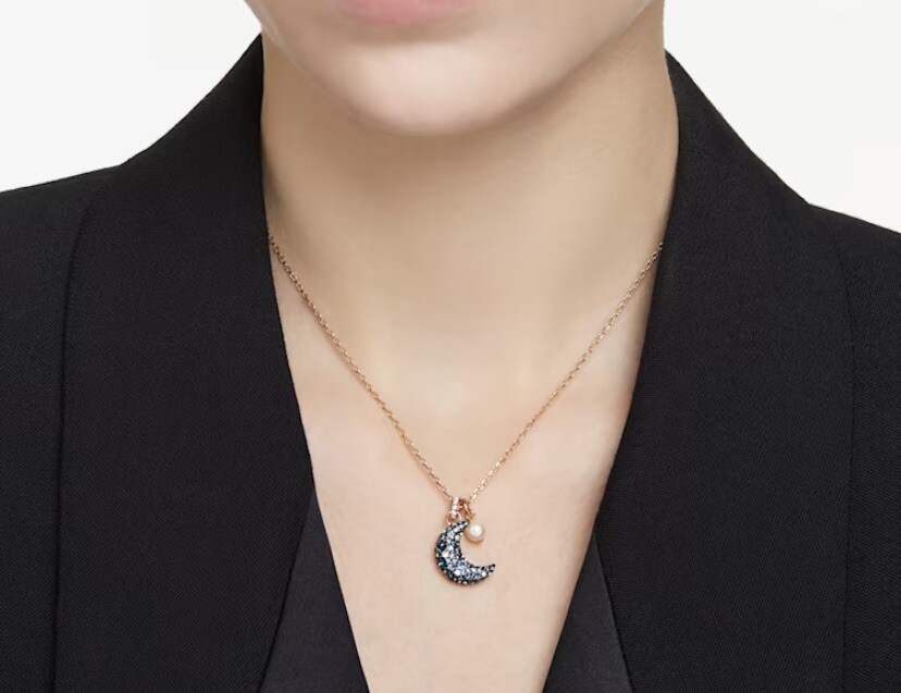 NWOT Swarovski Luna Pendant Moon, Multicolored, Rose gold-tone plated