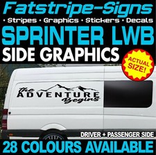 to fit MERCEDES SPRINTER LWB THE ADVENTURE BEGINS CAMPER VAN STICKERS GRAPHICS