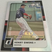 2016 Donruss Baseball Henry Owens Boston Red Sox The Rookies Stat Lines #d 400