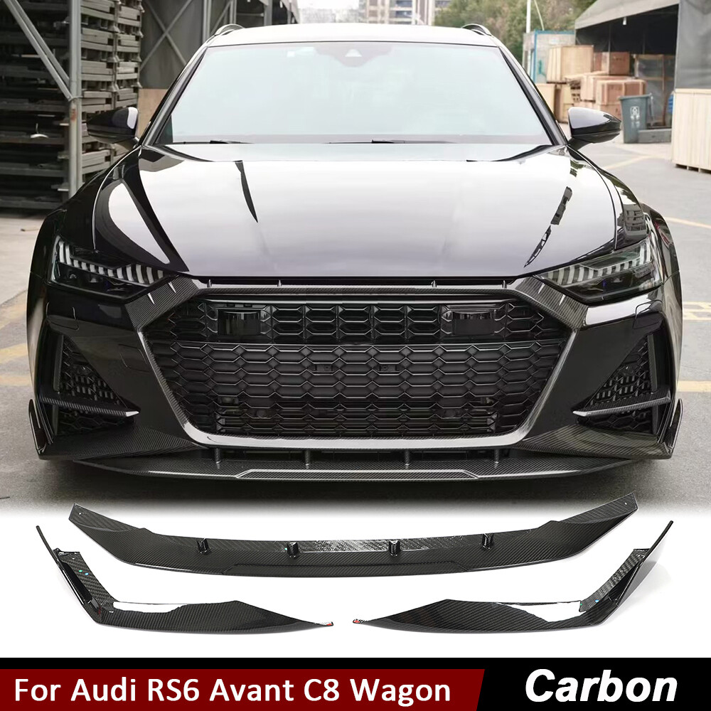 For Audi RS6 C8 Avant Wagon 2019-21 DRY CARBON Front Bumper Lip Spoiler Splitter