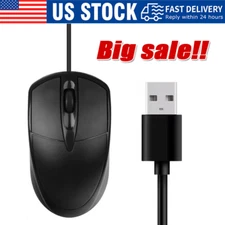 USB 2.0 Optical Wired Scroll Wheel Mouse  PC Laptop Notebook Desktop Black Mice