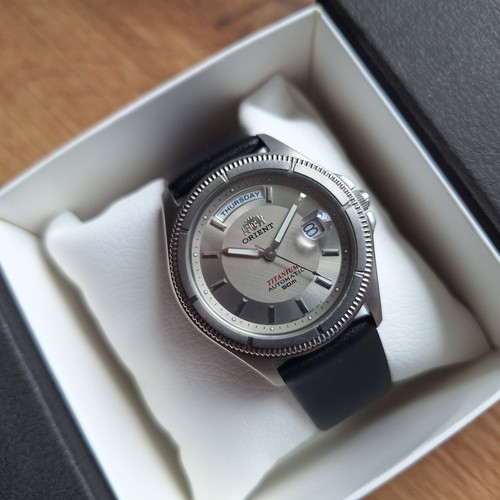 Ultra Raro Orient President Día Fecha Titanio Mecánico Automático Reloj Japón - Imagen 14 de 15