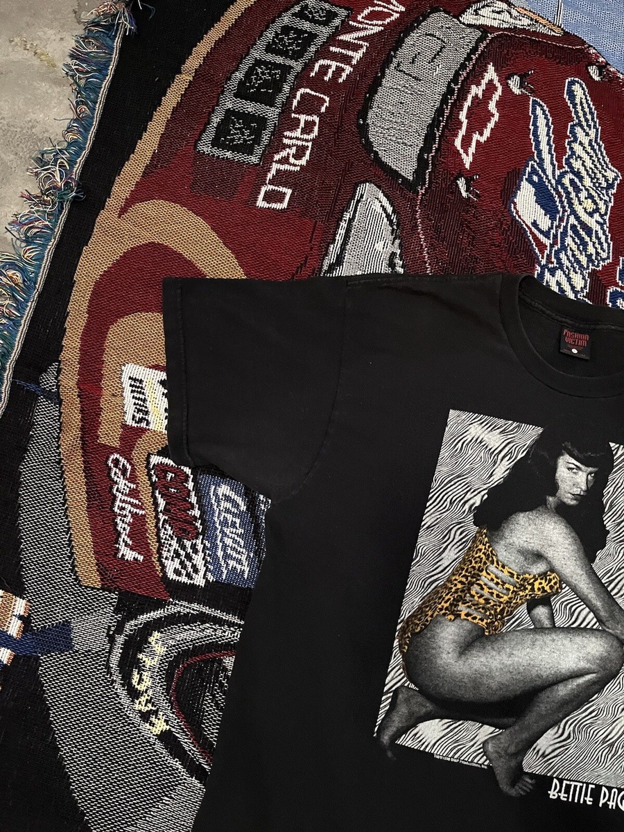 Vintage Bettie Page Fashion Victim Shirt Large 90s Black