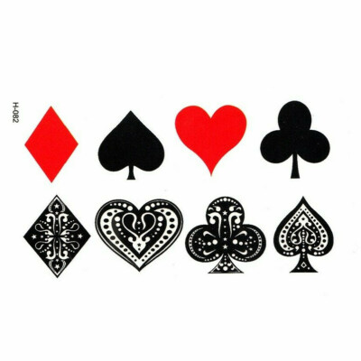 Spielkarten Herz Diamanten Pik Keulen Symbole Temporäres Fake Tattoo