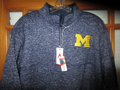 Antigua Michigan Wolverines Pullover Sweatshirt Men's 3XL Fortune 1/2 Zip NEW