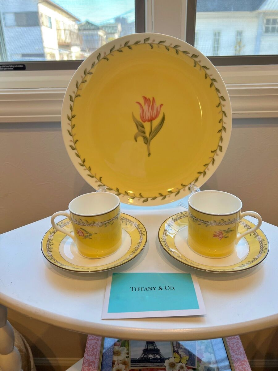 Tiffany & Co. Pink Tulip by Sybil Connolly Tea Saucer and Tiffany & Co. Pink Tulip by Sybil Connolly Tea Saucer and