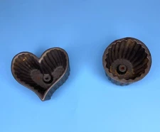 Vintage GRISWOLD Cast Iron Patty Molds Original Heart/ Cup Shape