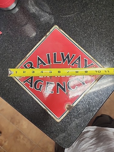 ORIGINAL & AUTHENTIC ''RAILWAY EXPRESS AGENCY'' PORCELAIN DEALER SIGN 11X11 IN. - Picture 6 of 6