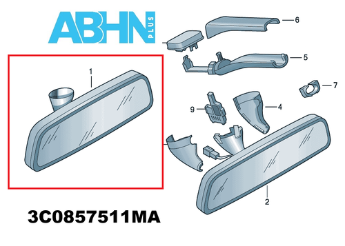 VW Skoda Fabia 5J (06-14) Polo 6R /10-17 Rear View Mirror Satin Black 3C0857511J - Picture 2 of 10