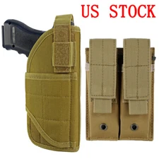 Tactical Holster Molle Gun Pistol Waist Belt Holder with Double Magazine Pouch