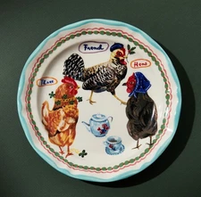 Anthropologie Nathalie Lete 12 Days of Christmas Three French Hens Plate New