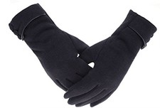 Womens Touch Screen Phone Fleece Windproof Gloves Winter Warm One Size Black