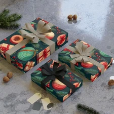 Gift Wrapping Christmas Pattern Paper Rolls, 1pc