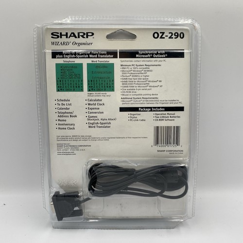 Sharp Wizard Organizer OZ-290 5 Line Touch Screen Back Lit Display 1 MB Memory - Photo 5 sur 8