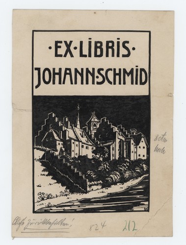 Exlibris Zeichnung Tinte Hohann Schmid Symbolismus Orig monogrammiert 1905 - 第 2/3 張圖片