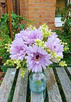Artplants Deko Blumenstrauß Gerbera Tembar, Dunkellila, 30Cm