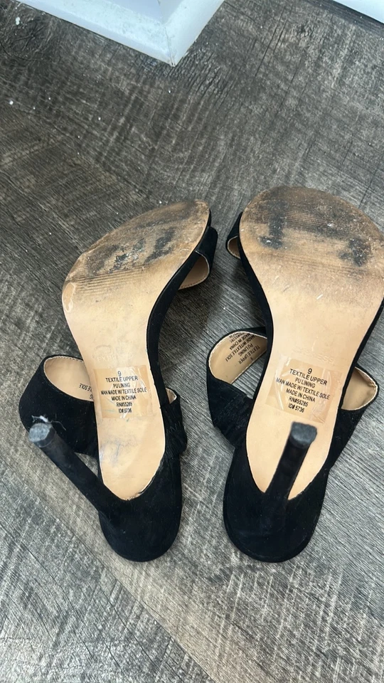 EXPRESS Sandalia Negra Doble Correa Tiras 4 Pulgadas Tacón Bombas Mujer’s Zapatos Talla 9 Foto 2 de 4