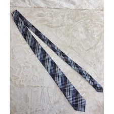 Ivy Crew Mens Plaid Necktie Black Blue Grey Check Hand Made Polyester Tie