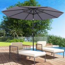 Outdoor Heavy Duty Market Umbrella w/ 8 Sturdy Ribs Tilt Mechanism Crank Handle
