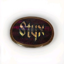 Vintage 1978 STYX Belt Buckle by Pacifica Maroon Rock & Roll Brass USA