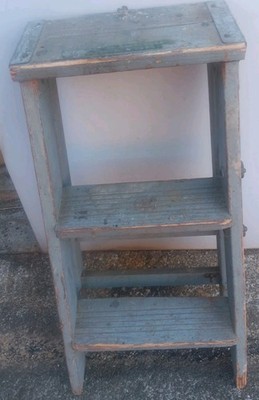 VINTAGE TWO FOOT WOODEN FOLDING 2 RUNG STEP LADDER from WAFFLE HOUSE BACK ROOM 