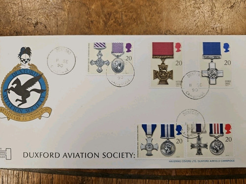 1990 Gallantry FDC Duxford RAF Cds Cancel T In Black - Picture 1 of 2