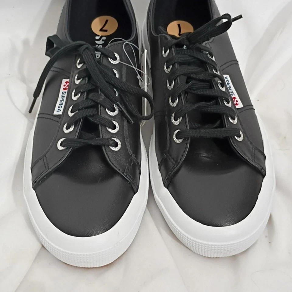 NWT Superga Black-white Napa Leather Lace-Up Shoes Women's Size 8.5 Mens SZ 7 - Image 2 of 4