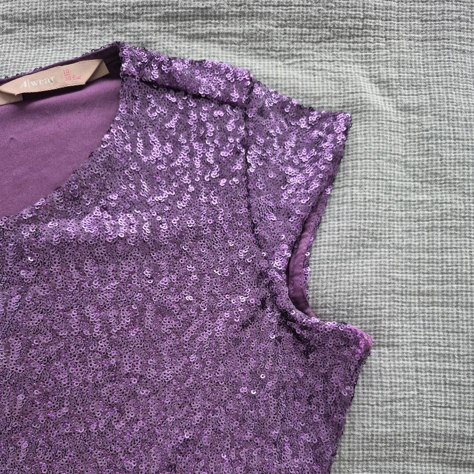 A/Wear Purple Sequin Peplum Top Size 10 - image 4 of 4