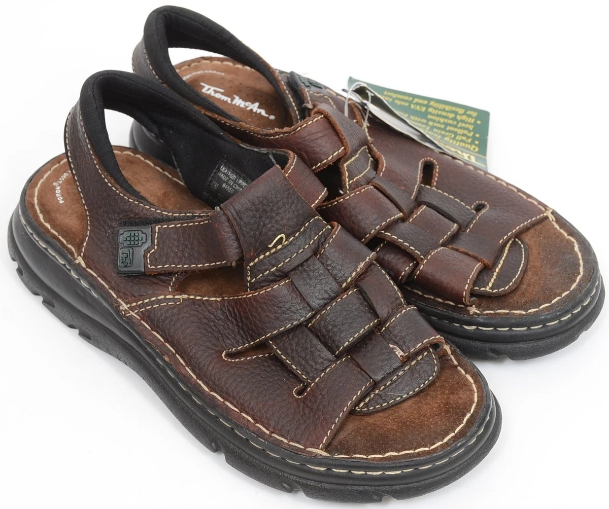 Thom McAn Poron 4000 Mens 10 Brown Leather Fisherman Sandals Hook Loop Strap Thom McAn Men main image 4