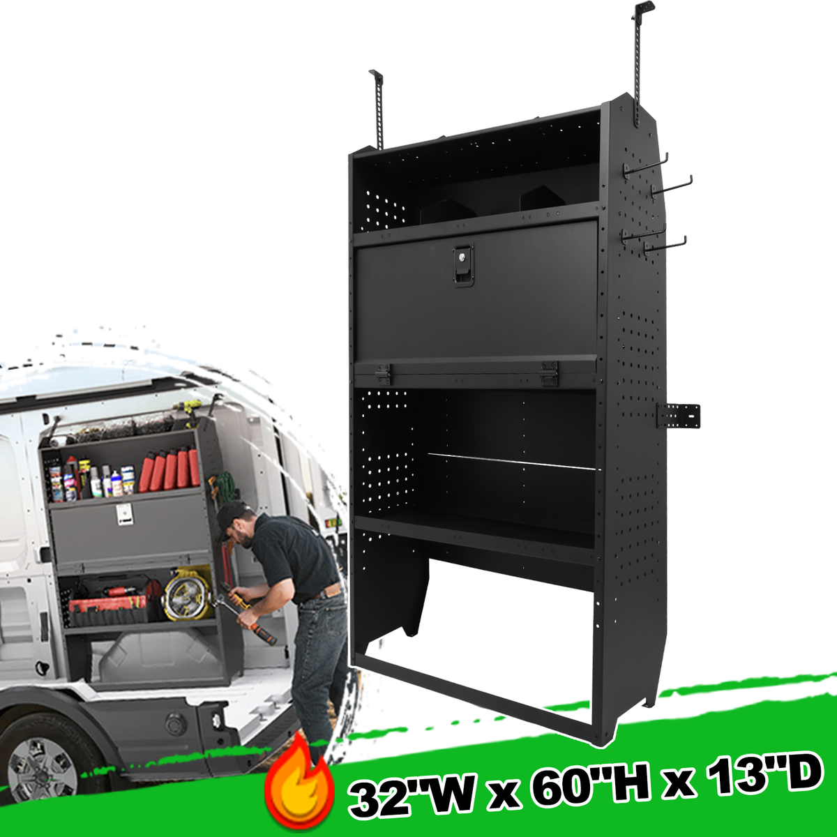 32''W/ 42''W/ 52''W Van Shelves w/ Lockable Door Kits Fit for