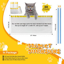 Jumbo Cat Litter Box Liners 37" X 18" 30 Count Extra Thick 3 Mil Waste Bags Duty