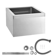 Uimoso Stainless Steel Floor Mop Sink 22 x 19 x 12 in with Wall Bracket