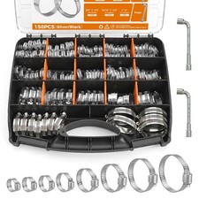 150PCS Stainless Steel Hose Clamp Assortment Kit, 1/4"-1-1/2" 1/4" 2" 150pcs