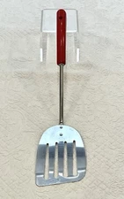 Vtg Ekco Eterna Slotted/Vented Spatula  Red Bakelite Handle USA Kitchen Utensil