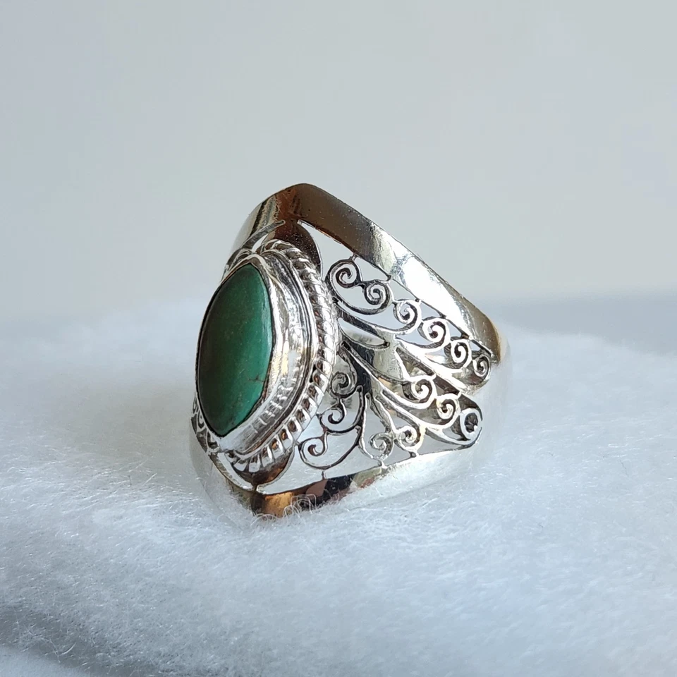 Anillo Turquesa Natural | Plata de Ley 925 | Talla 9.25, 7g | Marqués Foto 2 de 4