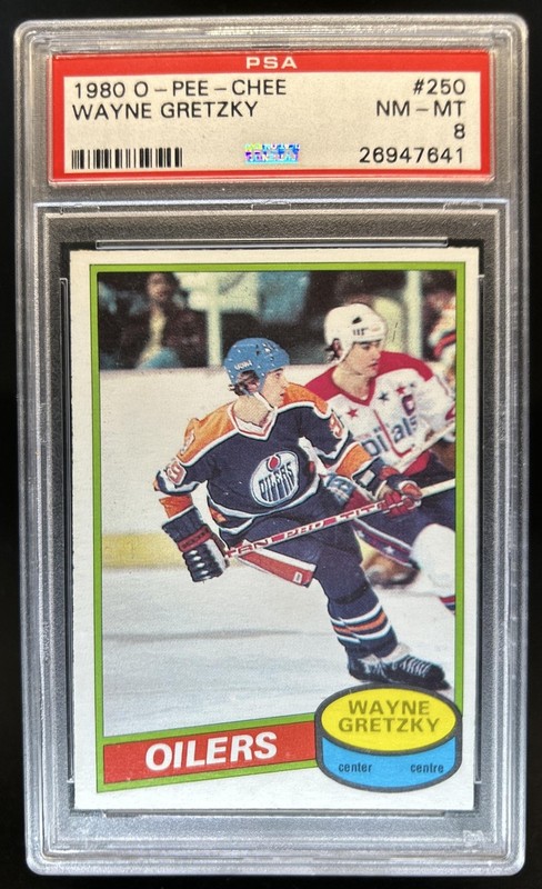 1980-81 O-Pee-Chee Wayne Gretzky UER #250 Oilers PSA 8